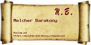 Melcher Barakony névjegykártya